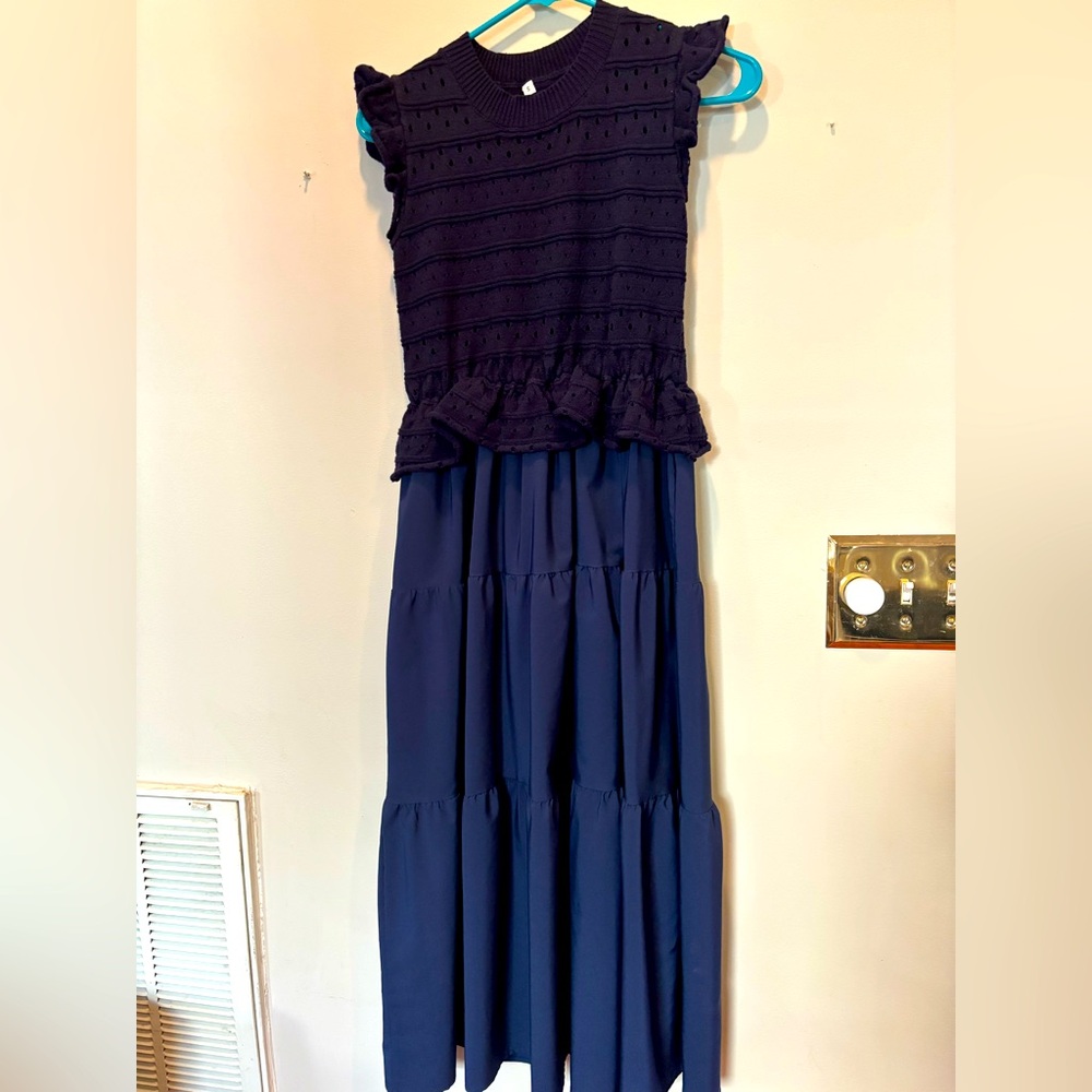 Navy Sleeveless Tiered Dress